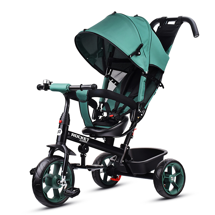 Фото к товару Велосипед трехколесный Rocket 136-GN, колеса EVA 10"/8", цвет зеленый Велосипед трехколесный Rocket 136-GN, колеса EVA 10"/8", цвет зеленый