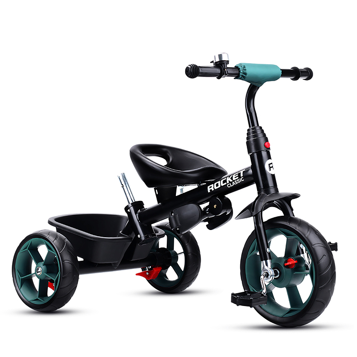 Фото к товару Велосипед трехколесный Rocket 136-GN, колеса EVA 10"/8", цвет зеленый Велосипед трехколесный Rocket 136-GN, колеса EVA 10"/8", цвет зеленый