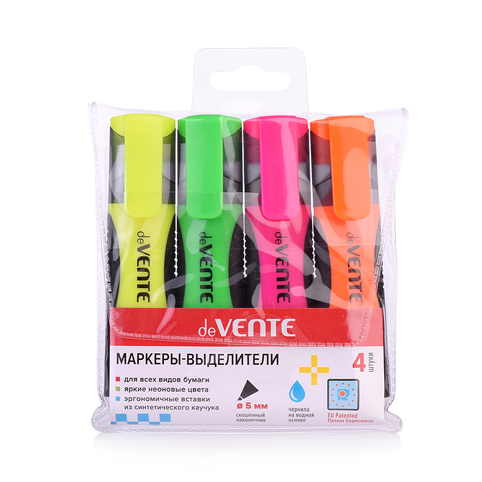 Набор маркеров-выделителей (04 цв - желт, зел, оран, роз) 
