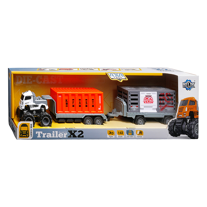 Машина KLX600-400 "Двухзвенный прицеп" 1:43 в коробке