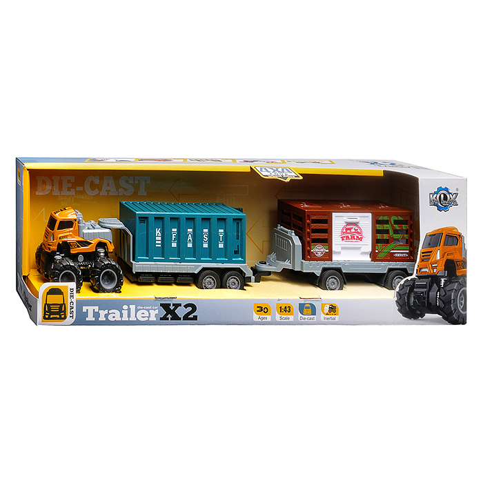 Машина KLX600-400 "Двухзвенный прицеп" 1:43 в коробке