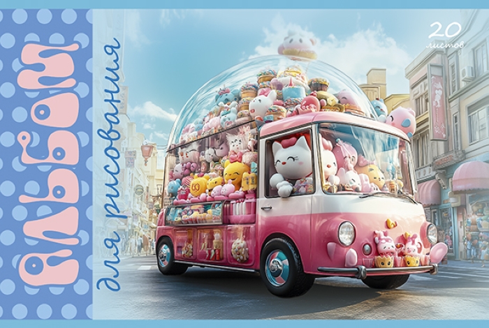 Фото к товару Альбом для рисования 20л. скрепка S "Сладкий автобус" А4 стандарт 4+0+Твин лак Альбом для рисования 20л. скрепка S "Сладкий автобус" А4 стандарт 4+0+Твин лак