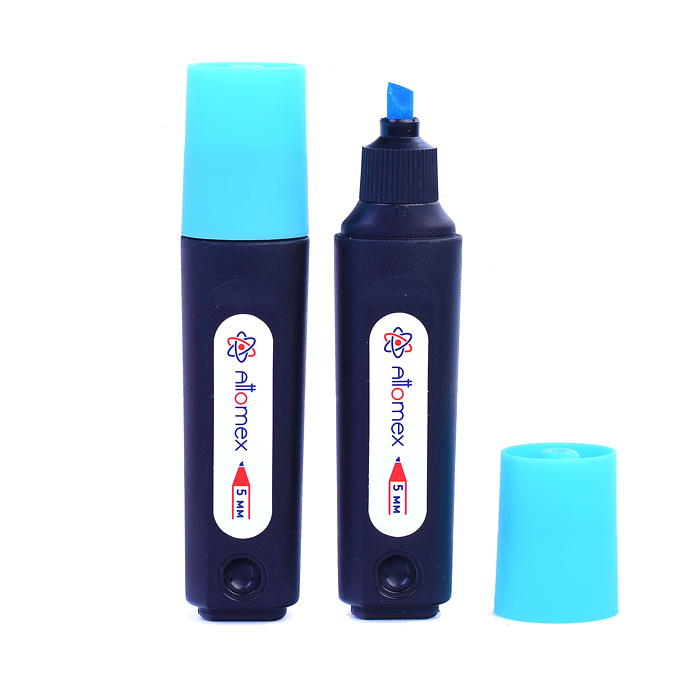 Маркер-выделитель "Attomex" плоский корпус, скошенный наконечник, ширина линии 1-5 мм, голубой, в ка