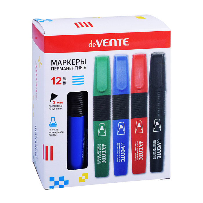 Фото к товару Маркер перманентный, круглый корпус с каучуковыми вставками, пулевидный наконечник, ширина Маркер перманентный, круглый корпус с каучуковыми вставками, пулевидный наконечник, ширина