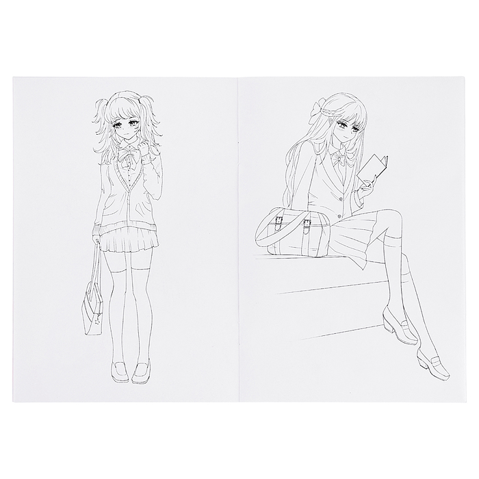 Раскраска "В школе аниме"