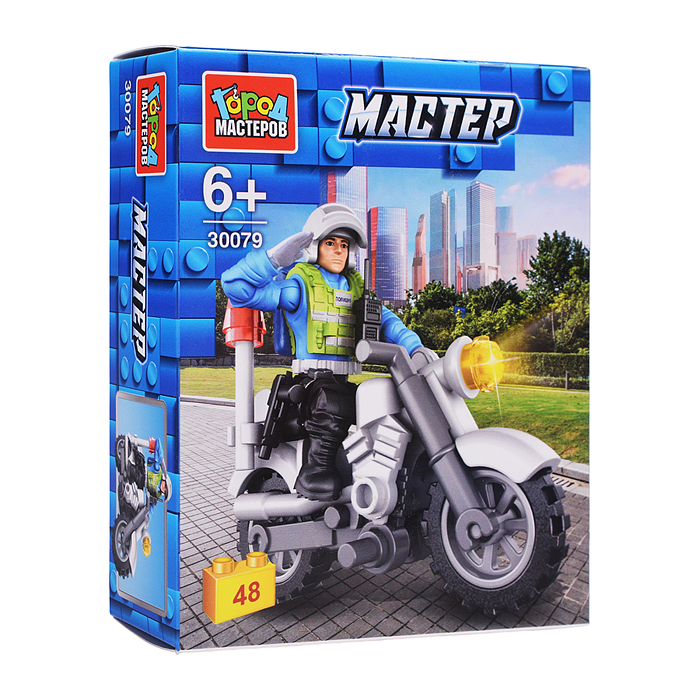 Конструктор "Полицейский" на мотоцикле, 48 дет. 