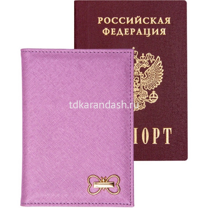 Обложка для паспорта "Butterfly" 10x14 см, искусственная кожа, поролон, золотистая декорати