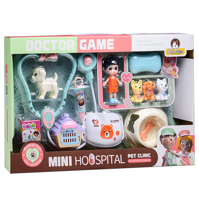 Набор доктор DF546-129A "Медицина" с животными, в коробке