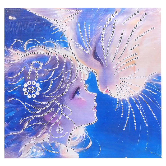 Мозаика алмазная MKX-30 "Девочка с котенком" 30*30 см.