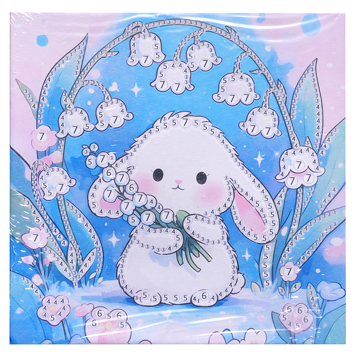 Мозаика алмазная MKX-26 "Зайка с ландышами" 20*20 см.