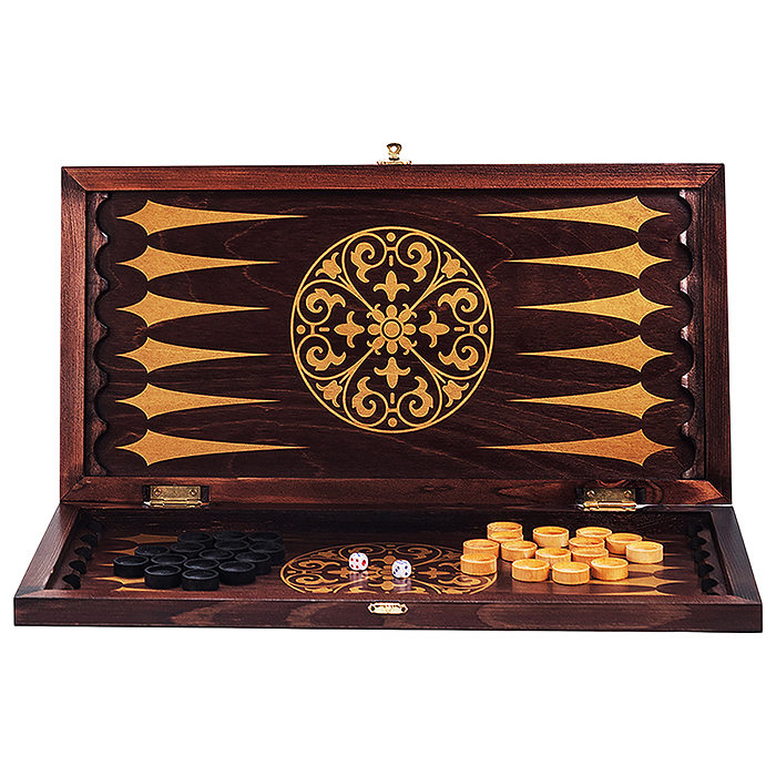 Фото к товару Нарды средние венге, рисунок золото "Круговой орнамент" (480*240*40) Нарды средние венге, рисунок золото "Круговой орнамент" (480*240*40)