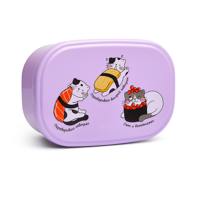 Фото к товару Ланчбокс "Котосуши" 140x96x56 мм, 450 мл, для школьных завтраков, перекусов Ланчбокс "Котосуши" 140x96x56 мм, 450 мл, для школьных завтраков, перекусов