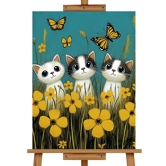 Фото к товару Мозаика алмазная MKA3020-5 "Котята и бабочки" 20*30см. Мозаика алмазная MKA3020-5 "Котята и бабочки" 20*30см.