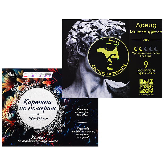 Картина по номерам 40х50 "Давид. Микеланджело" со светящейся краской (9 цветов) 
