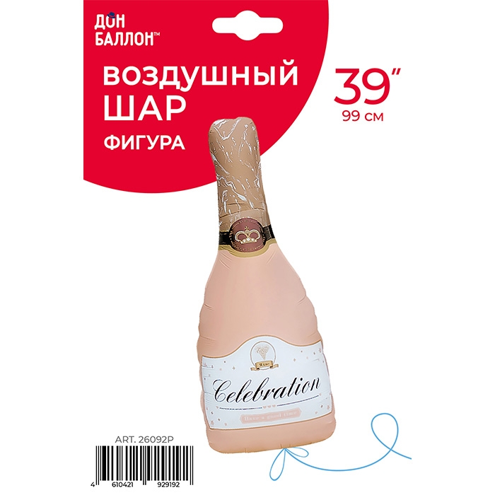 Фото к товару Шар (39''/99 см) Фигура, Бутылка Шампанское, Розовый, Сатин, 1 шт. в уп. Шар (39''/99 см) Фигура, Бутылка Шампанское, Розовый, Сатин, 1 шт. в уп.