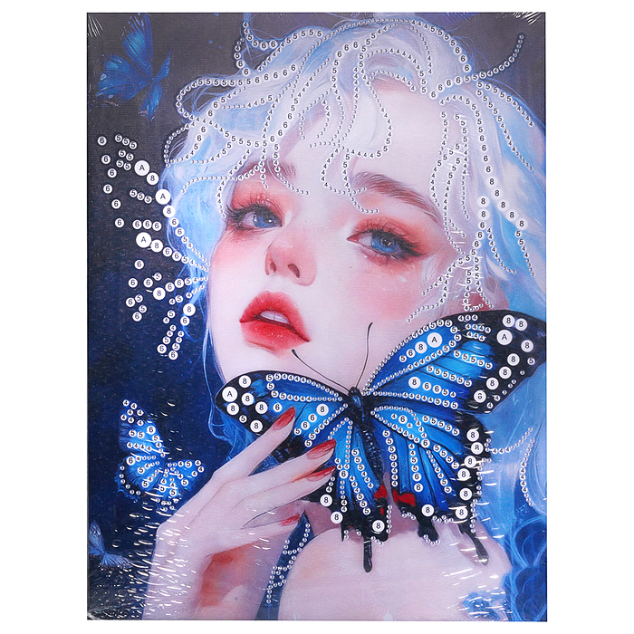 Мозаика алмазная MKX-40 "Девушка с бабочками" 30*40 см.