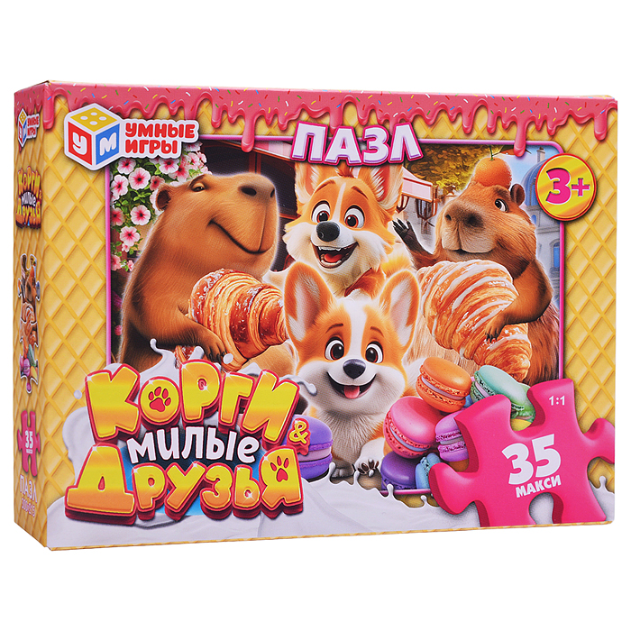 Макси-пазлы 35 "Корги и милые друзья"
