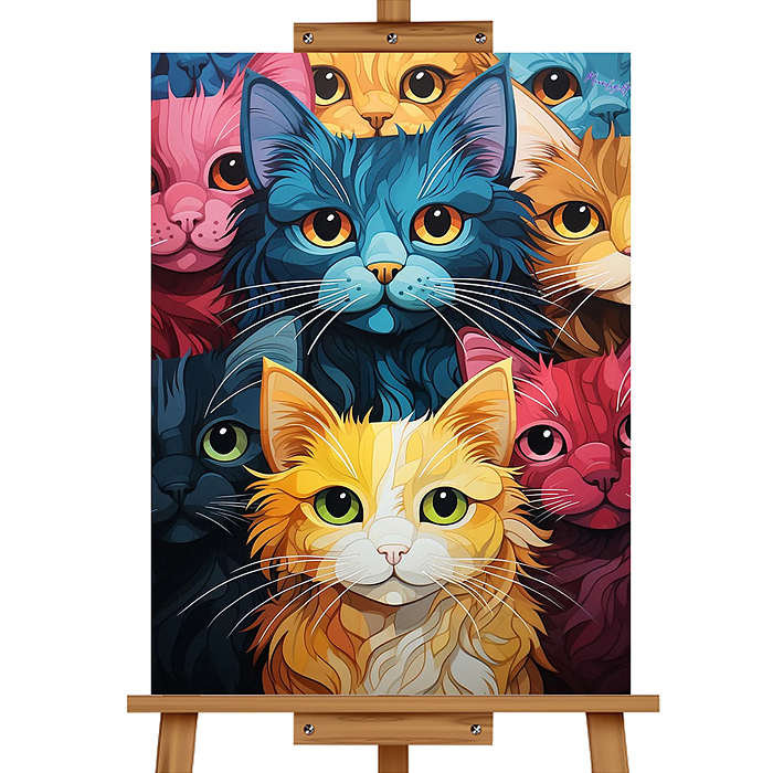 Фото к товару Мозаика алмазная MKA5040-29 "Коты" 40*50см. Мозаика алмазная MKA5040-29 "Коты" 40*50см.