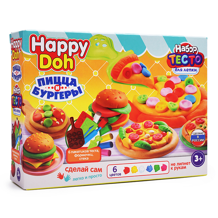Набор с тестом для лепки "Бургер и пицца" 24 см Happy Doh 