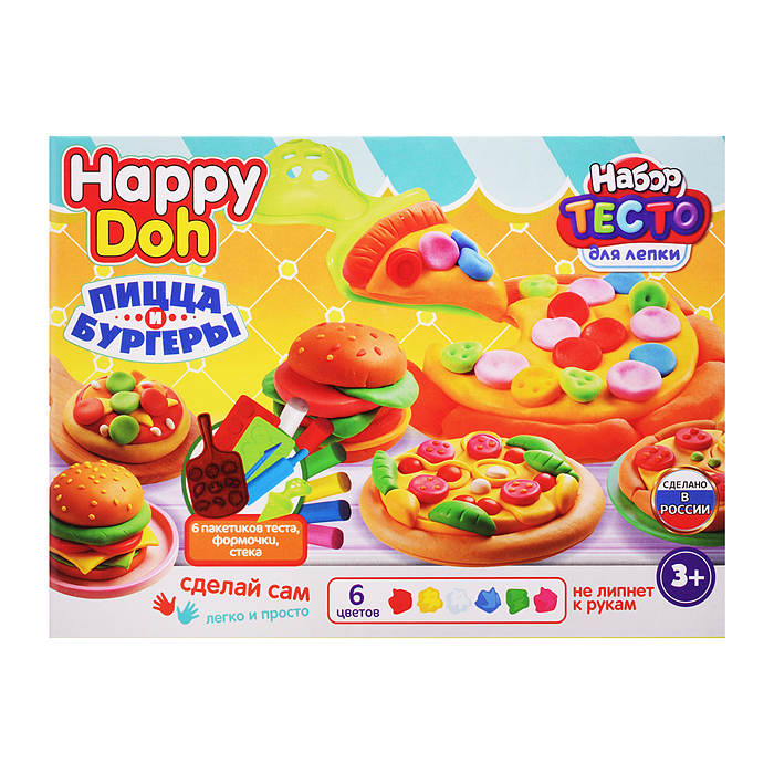 Набор с тестом для лепки "Бургер и пицца" 24 см Happy Doh 