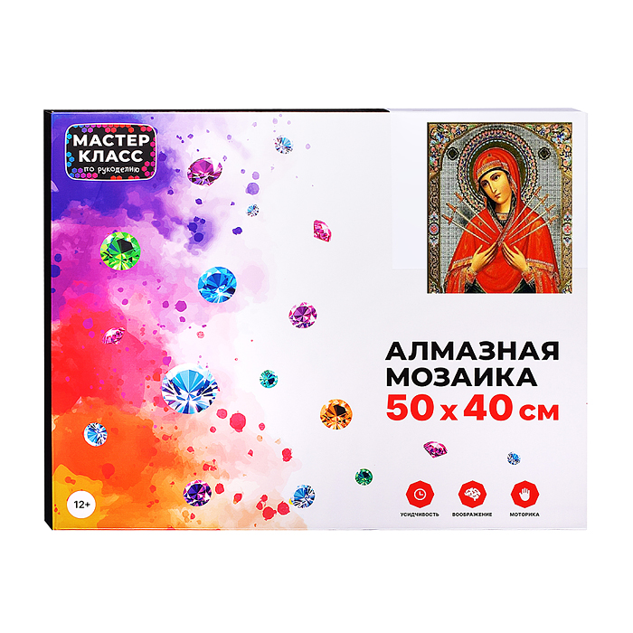 Фото к товару Мозаика алмазная MKA5040-31 "Семистрельная икона" 40*50см. Мозаика алмазная MKA5040-31 "Семистрельная икона" 40*50см.
