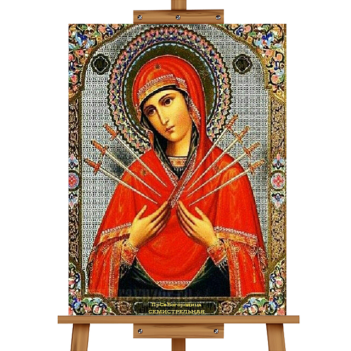 Фото к товару Мозаика алмазная MKA5040-31 "Семистрельная икона" 40*50см. Мозаика алмазная MKA5040-31 "Семистрельная икона" 40*50см.