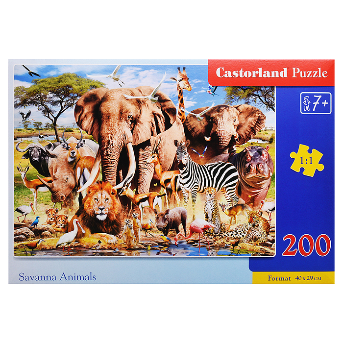 Пазлы 200 "Животные Саванны"