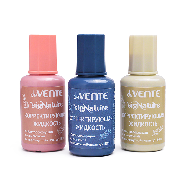 Корректирующая жидкость "SigNature" 20 мл, быстросохнущая, в бутылочке с кисточкой, цвета к