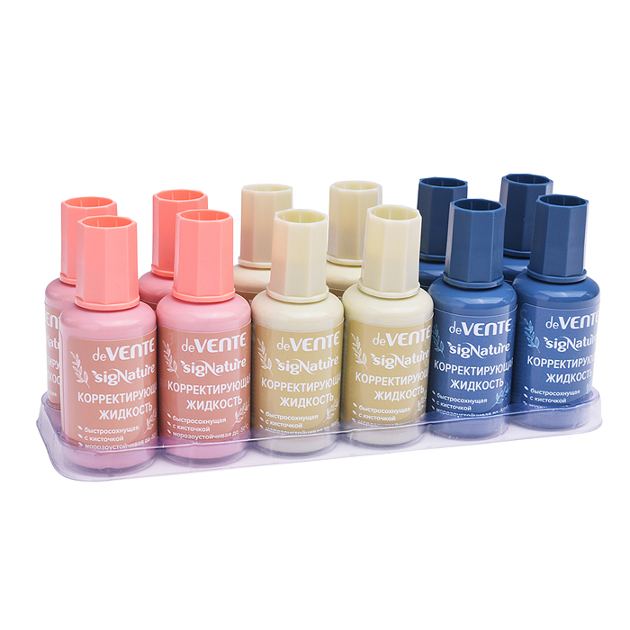 Корректирующая жидкость "SigNature" 20 мл, быстросохнущая, в бутылочке с кисточкой, цвета к