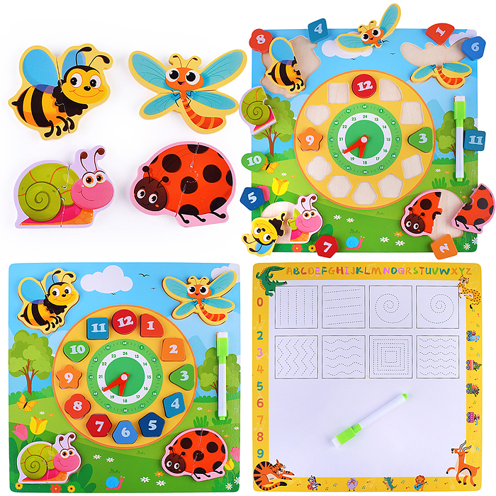 Пазл-вкладыш D2245 "Изучаем время. Лесная полянка"