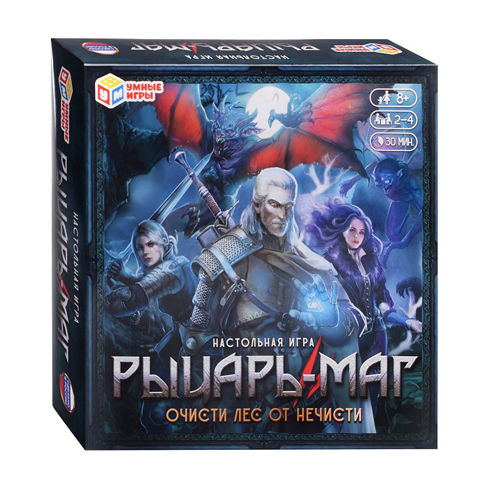 Настольная игра-ходилка квадрат "Рыцарь-маг. Очисти лес от нечисти" 40 карточек