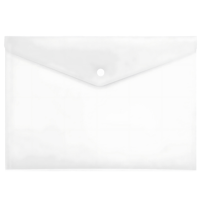 Папка-конверт на кнопке A5 (240x180 мм) 300 мкм, полипропилен, прозрачная, 10 шт в упаковке