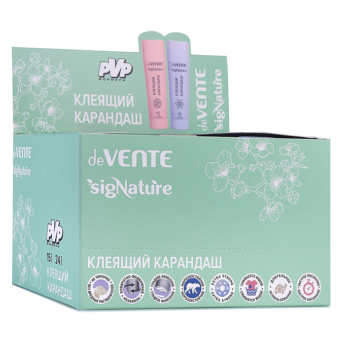 Фото к товару Клеящий карандаш PVP основа "SigNATURE" 15 г, высокой вязкости, в картонном дисплее с пласт Клеящий карандаш PVP основа "SigNATURE" 15 г, высокой вязкости, в картонном дисплее с пласт