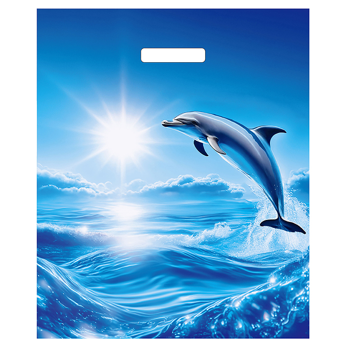 Пакет ПЭ с вырубной ручкой 38x45+3см (60) (Дельфин) глянцевый