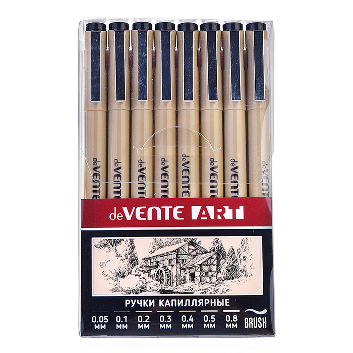 Фото к товару Набор ручек капиллярных "ART" 08 шт, d=0,05, 0,1, 0,2, 0,3, 0,4, 0,5, 0,8 мм и кистевидный, Набор ручек капиллярных "ART" 08 шт, d=0,05, 0,1, 0,2, 0,3, 0,4, 0,5, 0,8 мм и кистевидный,