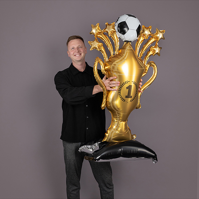 Фото к товару Шар 3D (59''/150 см) Фигура на подставке, Кубок Чемпиона, Футбольный мяч, 1 шт. в уп. Шар 3D (59''/150 см) Фигура на подставке, Кубок Чемпиона, Футбольный мяч, 1 шт. в уп.