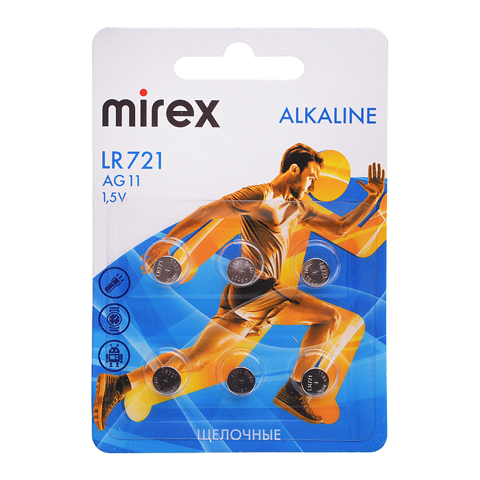 Батарея щелочная Mirex AG11 / LR721 1,5V 6 шт. блистер