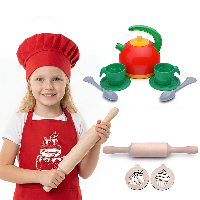 Набор "Кондитер" (100% хлопок) красный