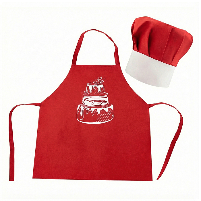 Фото к товару Набор "Кондитер" (100% хлопок) красный Набор "Кондитер" (100% хлопок) красный