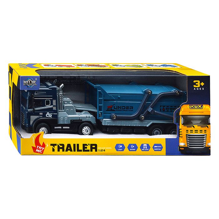 Машина KLX800-272 "Трейлер" (свет, звук) в коробке