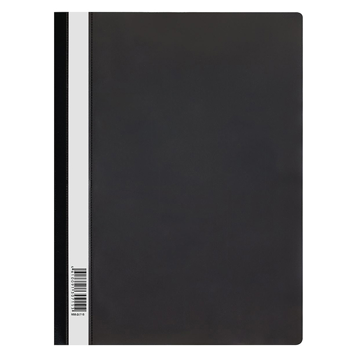 Папка-скоросшиватель пластик. А4, 120мкм, черная с прозр. верхом 