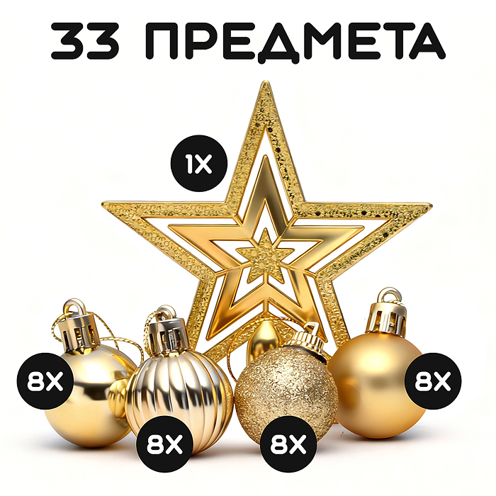 Набор новогодних украшений S2482 "Золотое время"в пакете 