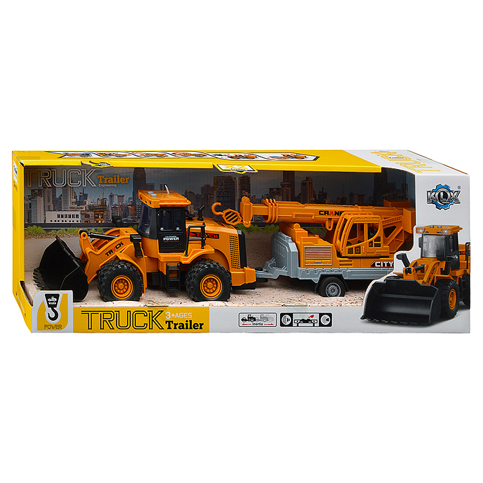 Фото к товару Машина KLX900-7 "Трактор-погрузчик" с краном (свет, звук) в коробке Машина KLX900-7 "Трактор-погрузчик" с краном (свет, звук) в коробке