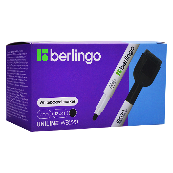 Фото к товару Маркер для белых досок на магните "Uniline WB220" черный, пулевидный, 2мм Маркер для белых досок на магните "Uniline WB220" черный, пулевидный, 2мм