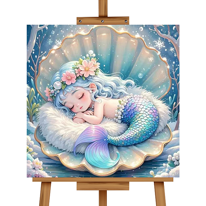 Мозаика алмазная MKA2020-69 "Русалочка в ракушке" 20*20см