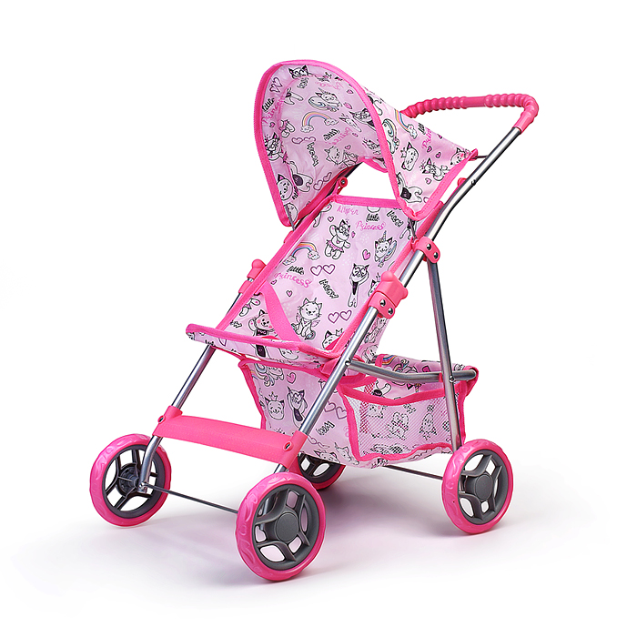 Коляская кукольная 9304M прогулочная, металлическая, с корзиной и козырьком 