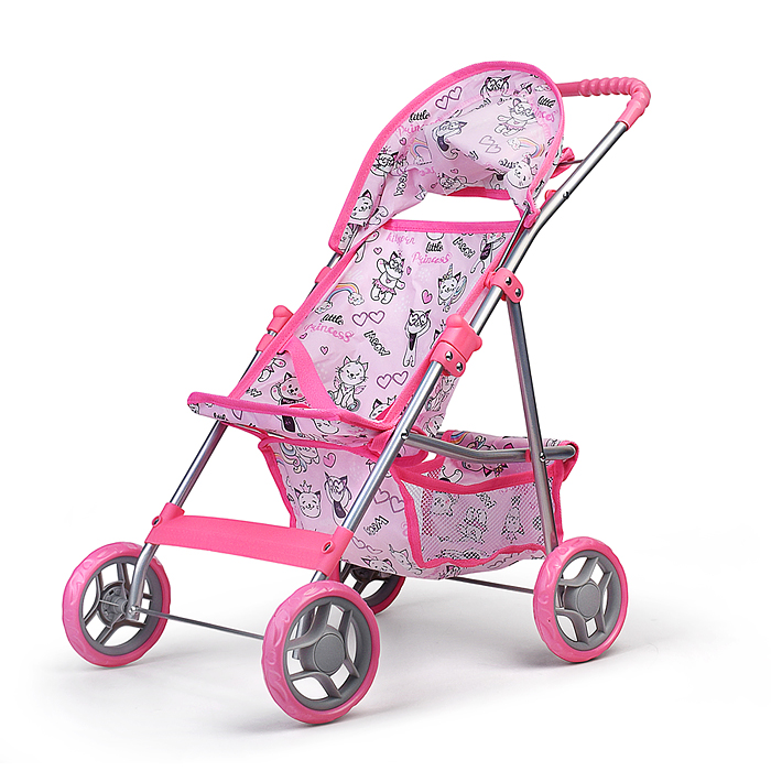 Коляская кукольная 9304M прогулочная, металлическая, с корзиной и козырьком 