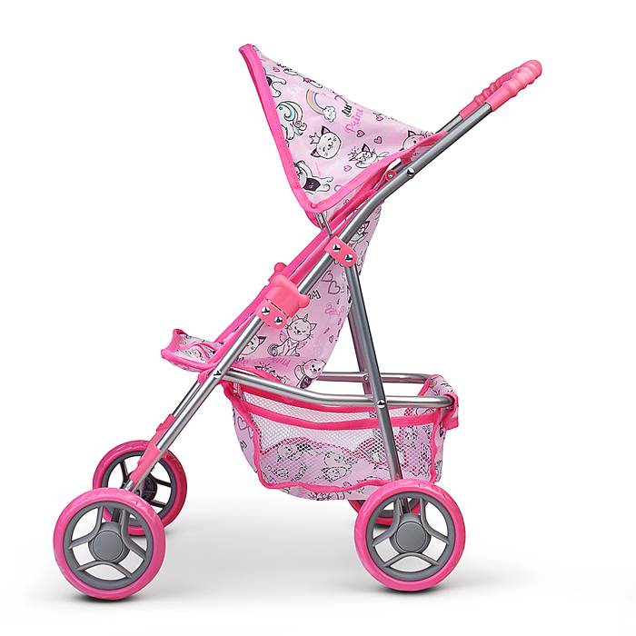 Коляская кукольная 9304M прогулочная, металлическая, с корзиной и козырьком 