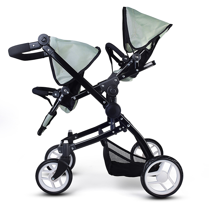 Коляская кукольная 9651H металлическая, для двойни, регулируемая посадка