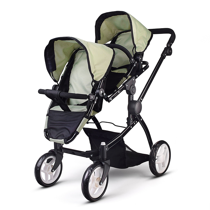 Коляская кукольная 9651H металлическая, для двойни, регулируемая посадка